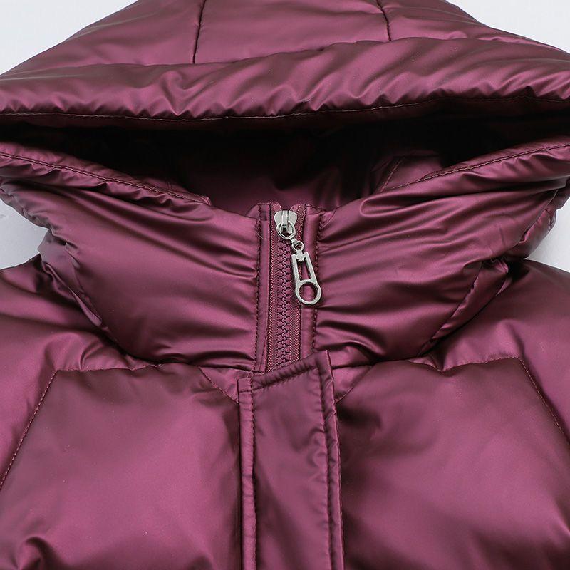 Winter Women's Shiny No-wash Padded Jacket   Mid-length Hooded Padded Coat