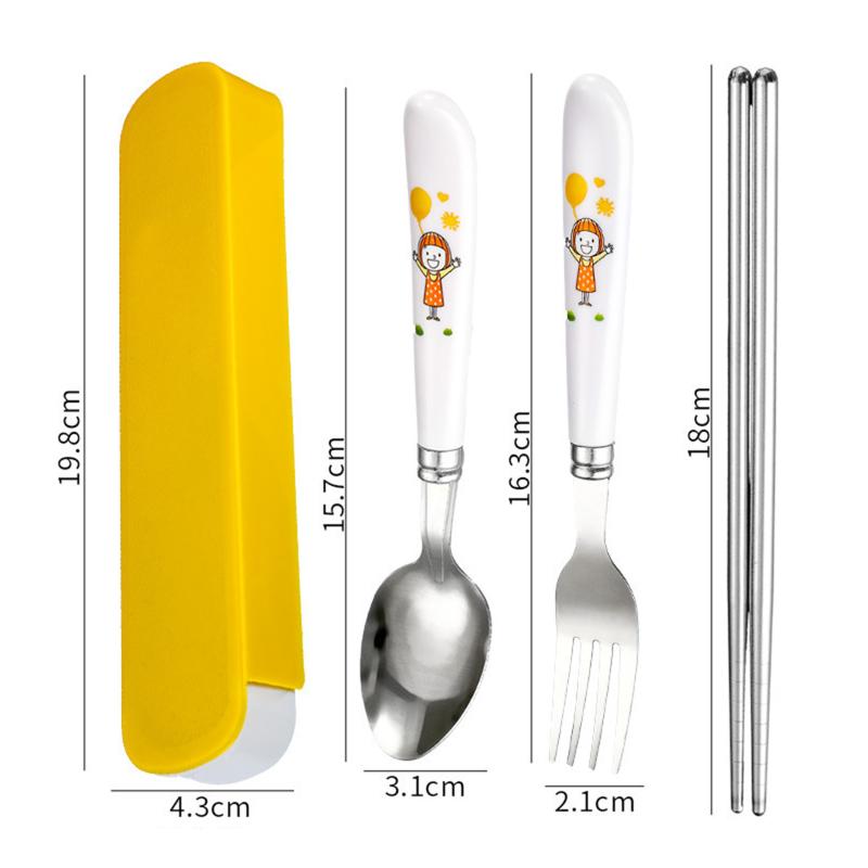 Travel Ready Three-Piece Stainless Steel Cutlery Set: Chopsticks, Spoons, and Forks