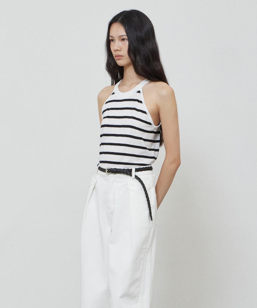 NOTIA Halter Neck Sleeveless Top - White Stripe