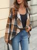 Women's Spring Commute Style Shirt Plaid Long Sleeve Irregular Loose Collar Open Cardigan Shirt