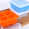 4 Cavities Silicone Ice Cube Box with Lid Cover Self-made Supplementary Food Making Box Freezer Refrigerator DIY Kitchen Gadgets