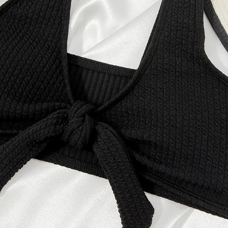 To stykker solid Push Up Bikinisett Svømmetøy for kvinner Badetøy med høy midje Badere Svømming Laides Badedrakt