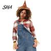Elastic Headband for Costumes Scarecrow Costume Set, with Pointed Hat And Straw Retro Pieces Bracelets, Halloween Cosplay Farm Party Accessories