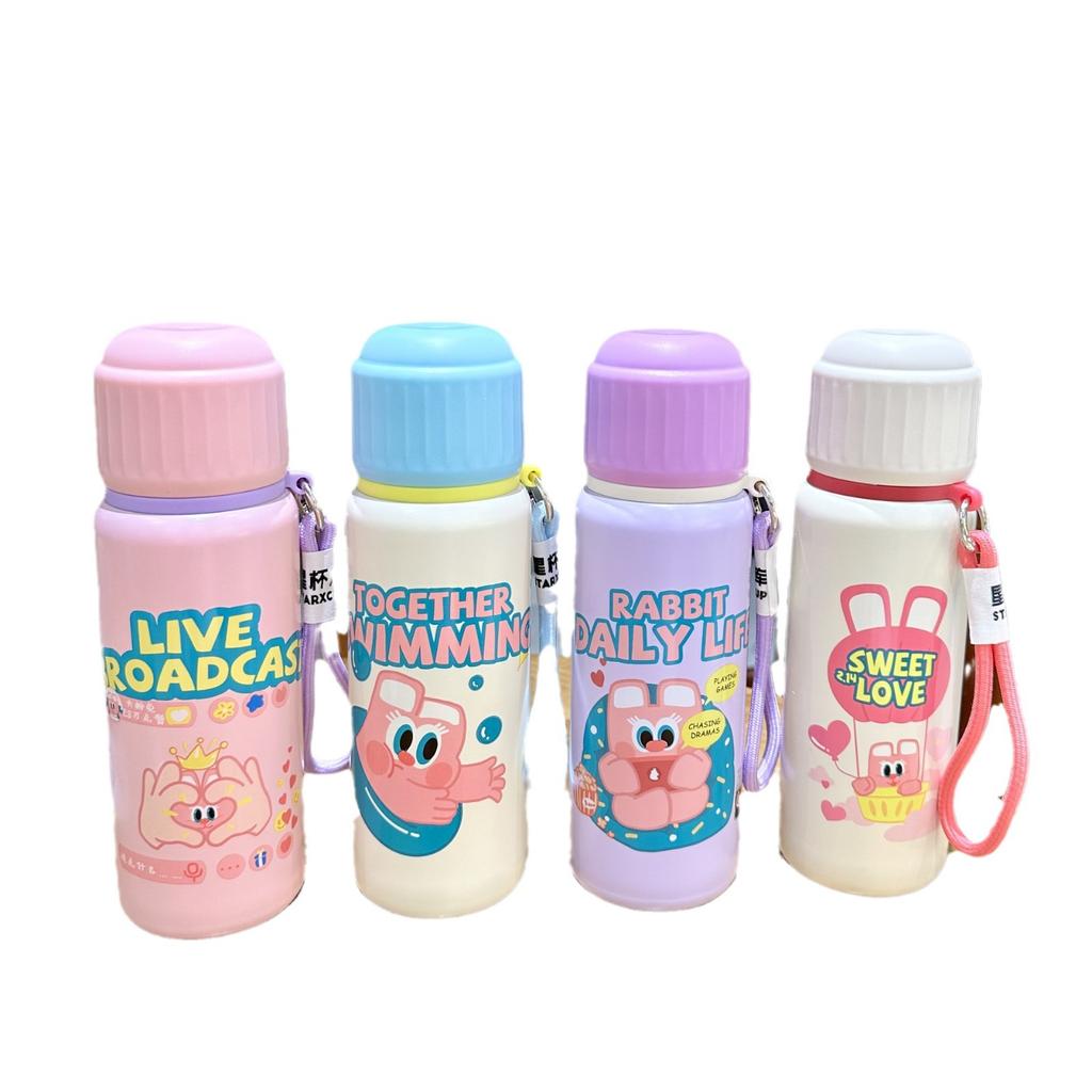 Nowy Kubek Termosowy Dziecięcy ze Słomką Wysoki Poziom Wyglądu Kubek na Wodę Studencki Kubek ze Stali Nierdzewnej Przenośny Szkolny Uroczy Specjalny