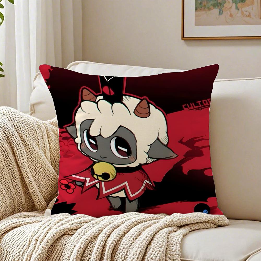 Cute Dark Indie Game CCult Of The Lamb Cushion Cover Pillowcase Antidustmite living Room Sofa Decor Cushion Room