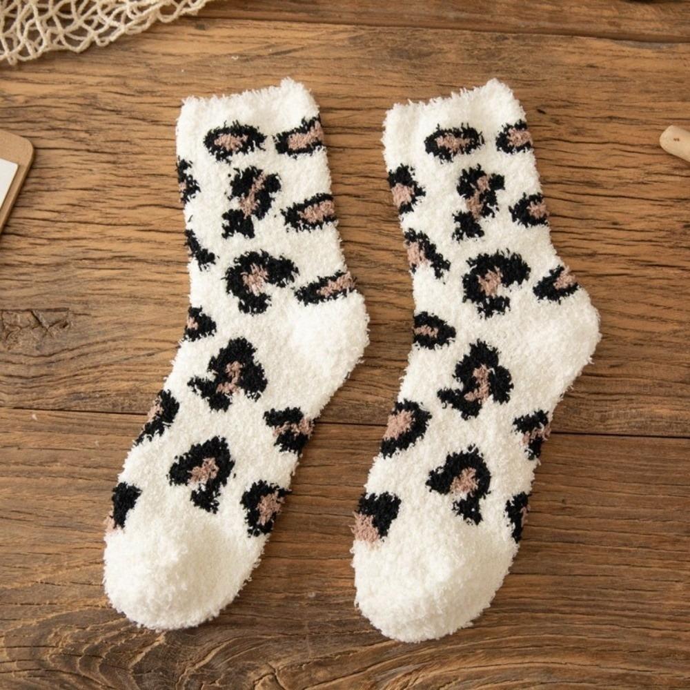 New Coral Fleece Fluffy Stockings Thickened Winter Warm Medium Tube Sock Sleep Socks Non-Slip Women Stockings Gift