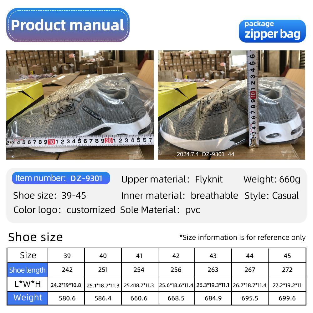 Shoes Men's Casual Summer New Large Size Sports Shoes Mesh Breathable Running Shoes Air Cushion Casual Shoes