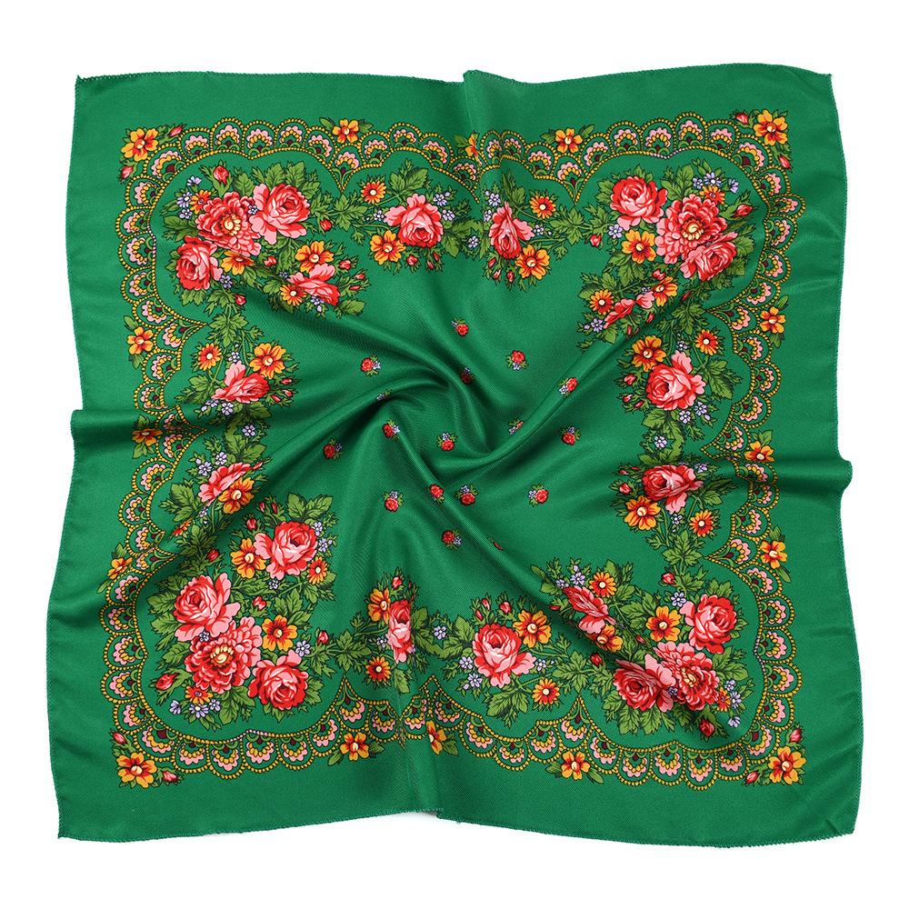 High-Quality 70cm Square Fashion Scarf Women Floral Cotton Bandanas Lady Scarves HIjab Headband Accessories Handkerchief Hair