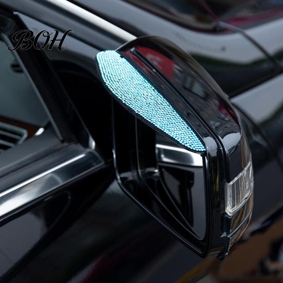 Rearview Mirror Rain Protector Rhinestone Car Side Visor Guard, Anti-Glare Rear View Exterior Decorative Accessories Eyebrows, Widened Arc Mirrors