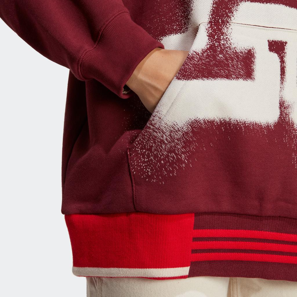 Adidas Originals Trefoil Letter Logo Print Sporty Loose Hoodie Women Hoodie Burgundy IC5236