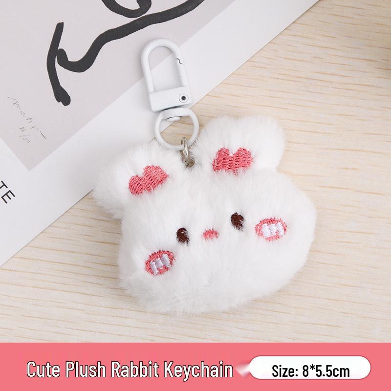 Charming Cartoon Heart Plush Keychain Pendant - Girly Bag Accessory and Gift