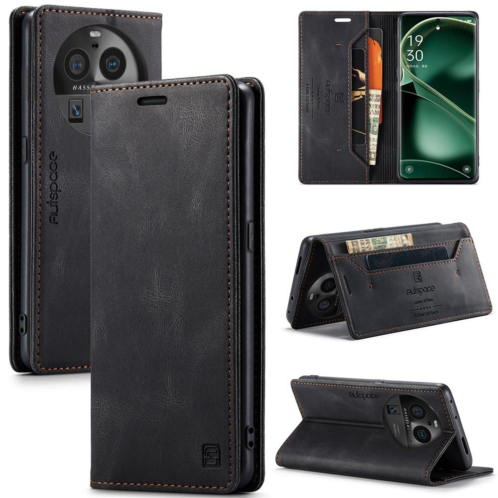 Luxury Genuine Leather Magnetic Wallet Flip Case for OPPO Find X6 Pro Card Slot Stand Shockproof Foldable Holder Full Protection Cover