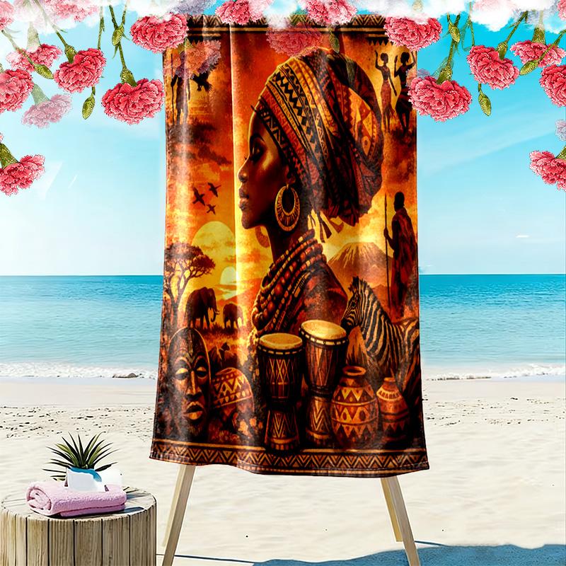 Africa Art Print Beach Towel, Large Soft Quick Dry Towel for Beach Camping Swimming