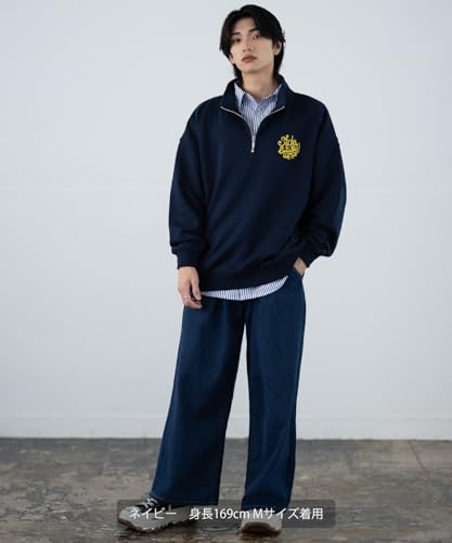 [IMPROVES] [SIDEWAYSTANCE] Embroidered Logo Fleece Half-Zip Sweatshirt