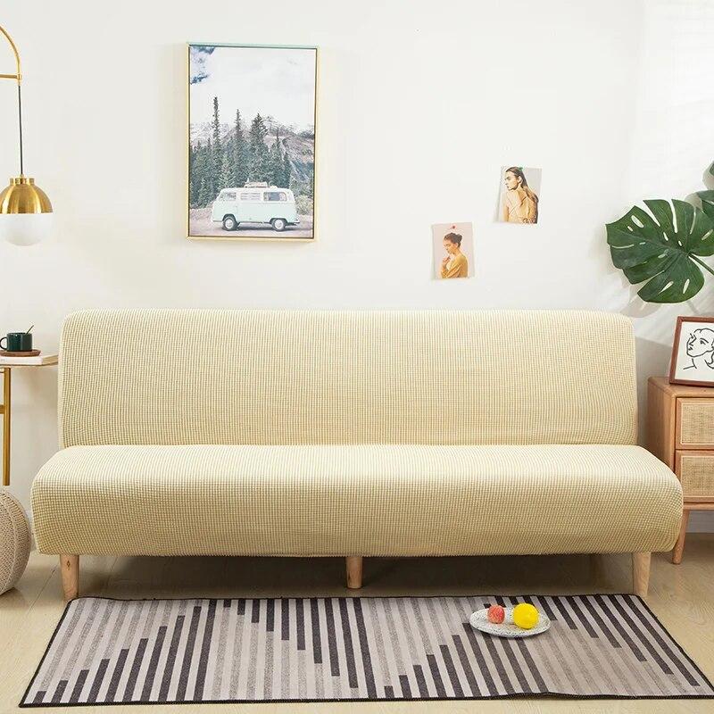 Polar Fleece Armless Sofa Bed Cover Elastic Without Armrest Sofa Bed Covers Anti-Slip Sofa Slipcover For Living Room Home Hotel