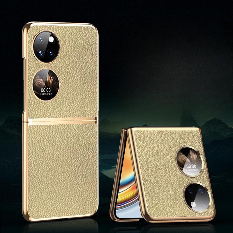 

Подходит для чехла для мобильного телефона Huawei P50pocket, Натуральная кожа, Гальваническое покрытие, Складной, Samsung Zflip5/4, Всесторонний, 3 Противоударный Samsung W23flip