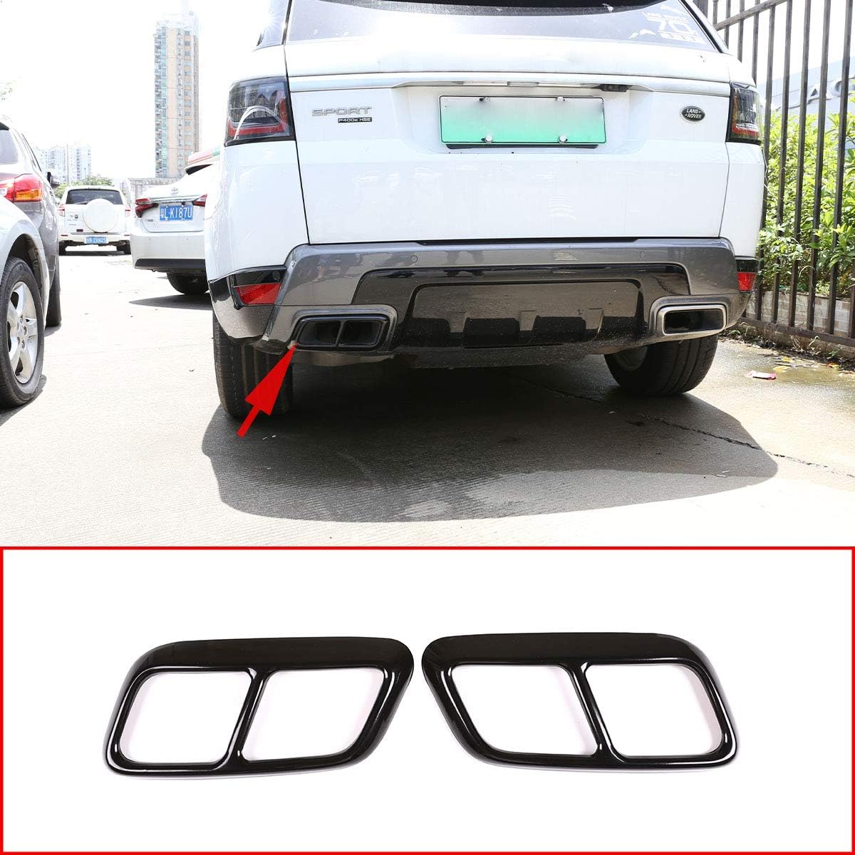 

2pcs Bright Black Chrome Stainless Steel Car Tail Exhaust Pipe Cover Trim For Range Rover Sport 2018 2019 2020 Year Accessories