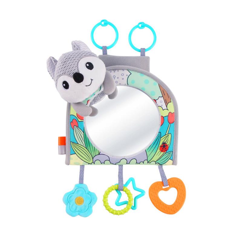 Zabawki Wiszące dla Niemowląt z Lusterkiem Kreskówkowe Zwierzę Lis Gąsienica Zabawka Wisząca do Wózka Samochodowego Fotelika Dla