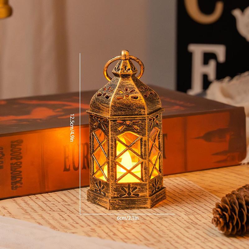Retro Desktop Lamp - Halloween Ambient Decor & Creative Gift Hexagonal Led Wind Lamp Candle Lamp Portable Pony Lamp