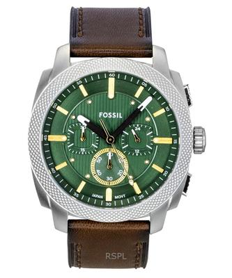 Maschinen-Chronograph Lederarmband Grünes Zifferblatt Quarz FS6100 Herrenuhr