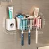 [No-Drill] Wall-Mounted Toothbrush Holder Set - No-Drill, Space-Saving, Transparent - Bathroom Organizer for Toothpaste & Brushes