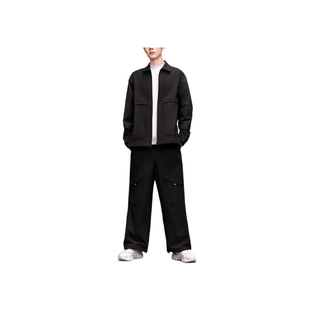 Li-Ning X Jackie Chan Kung Fu Series Innate Qi Solid Color Casual Long Sleeve Jacket Men Jacket Charcoal-Black AFDT109-3