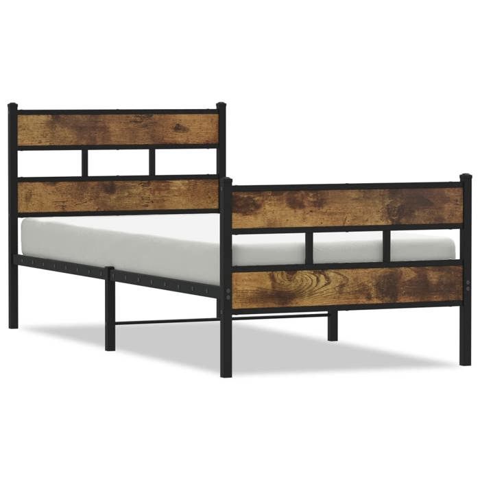 VidaXL Metal Bed Frames Without Mattress Smoked Oak 100x190 Cm 4017065