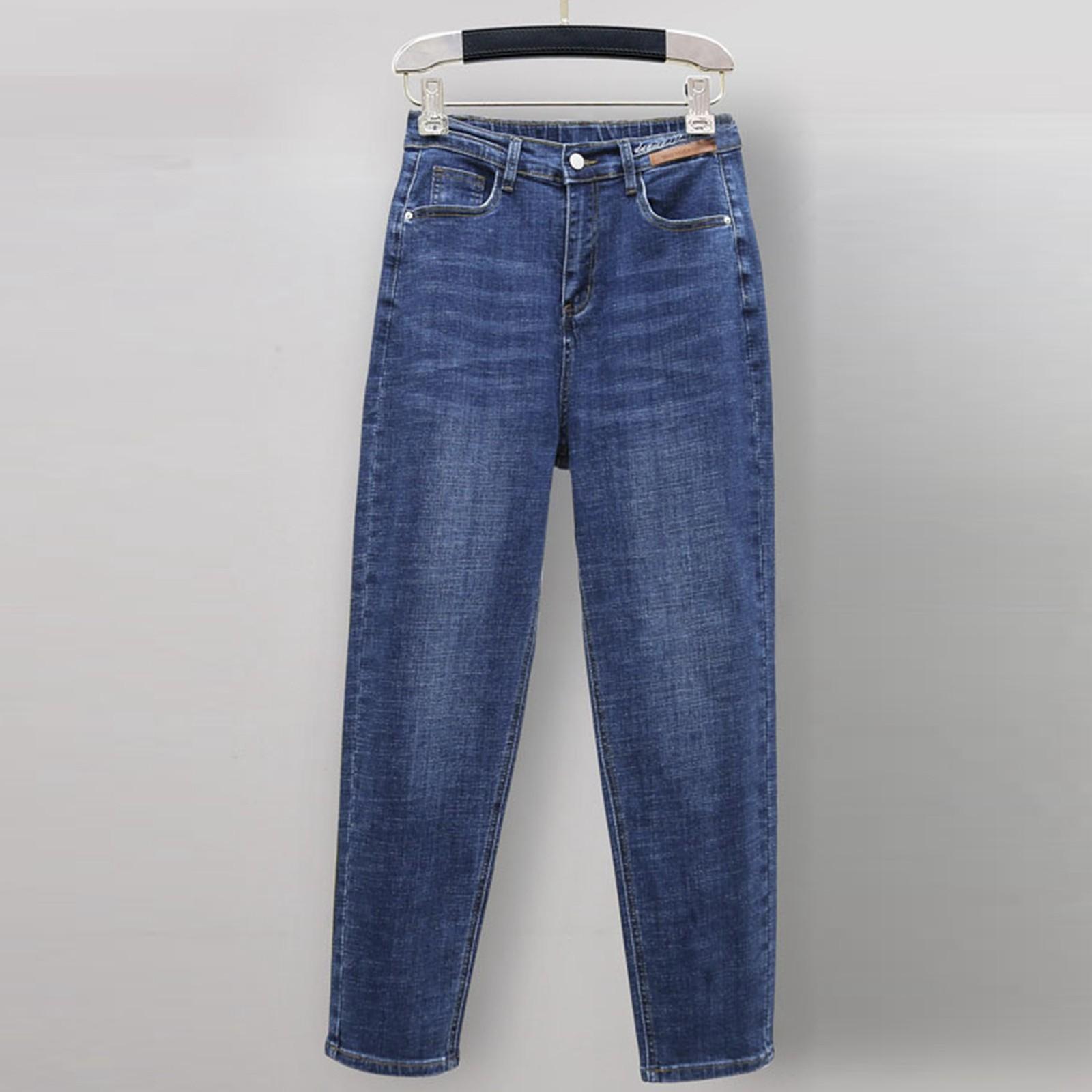 

Женские брюки большого размера, эластичные джинсы, свободные полуэластичные брюки XL синий