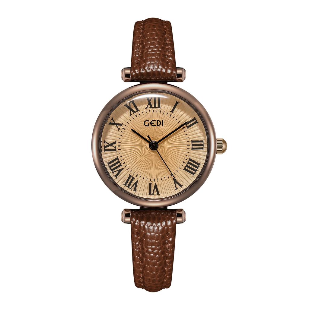 Retro Style Women'S Watch Small Plate Light And Thin Student Exam Watch Waterproof Quartz Belt Watch