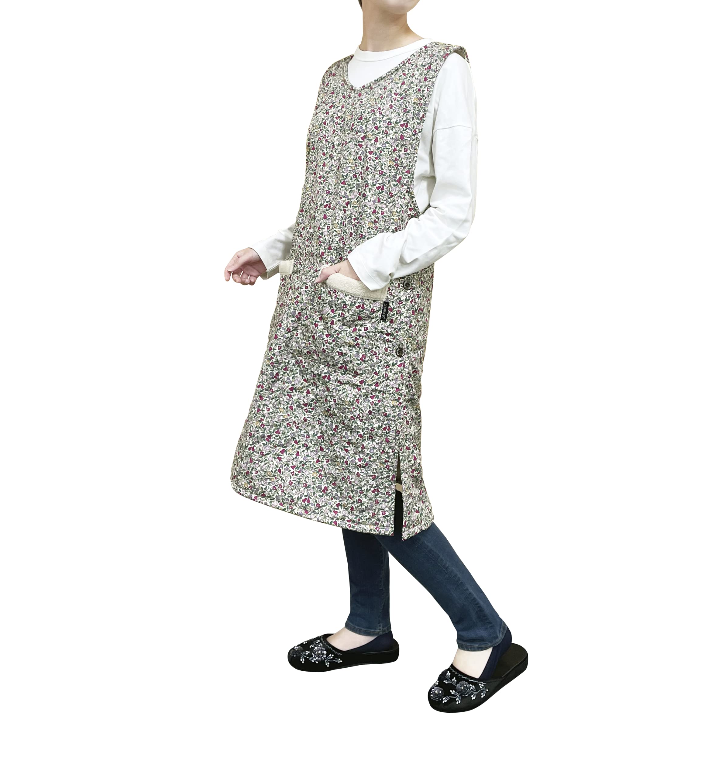 

Теплый длинный фартук Розовый цветок LL до 3L [Shopla] 14262-2