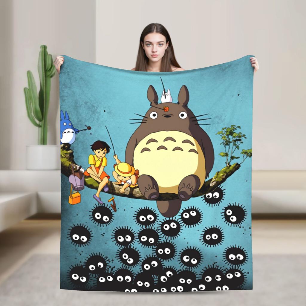 Traditional Nekobasu Japanese Blanket T-Totoros Travel Flannel Bedding Throws For Living Room Warm Bedspread Birthday Present