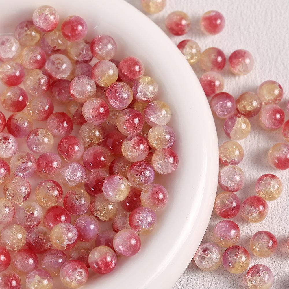 Yori 40pcs 10mm Imitation Crack Glass Beads Round Loose Spacer Beads for Jewelry Making DIY Bracelets Phone Chain Accessories