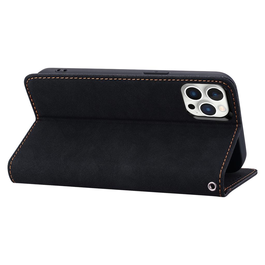 Für iPhone 15 Pro Max Hülle Linienmuster Brieftasche Leder Handyhülle mit Riemen