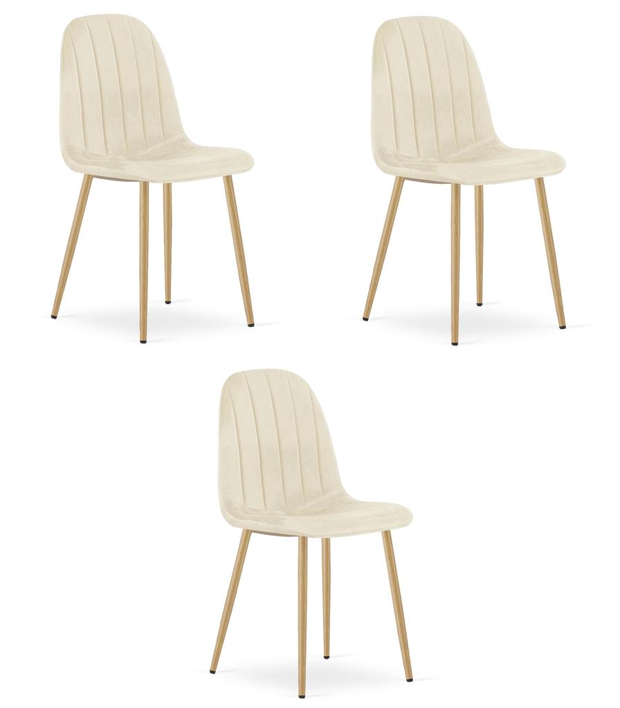 Padva Chair - Light Beige Velvet / Oak Legs X 3