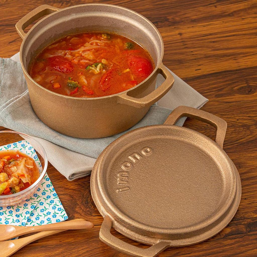 Hinata Casting Imono Copper Pot Casting Tefutefu 20cm Anhydrous Pot Double Handed Pot Deep Fryer Pot Dutch Oven Enamel Pot Heat Storage Heat