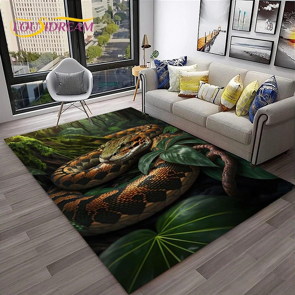 Gothic Serpent Viper 3D Python Snake Carpet Rug for Home Living Room Bedroom Sofa Doormat Decor,kids Area Rug Non-slip Floor Mat