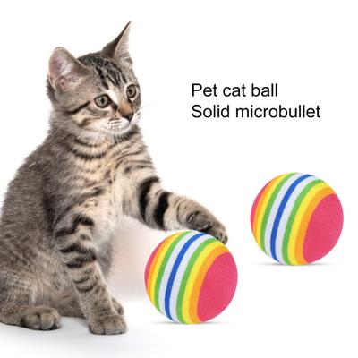 Kitten Ball Rainbow Colors Solid Bouncy No Odor Bite Resistant Indoor Activity Playing Toy EVA Foam Cat Toy Ball Pet Accessory