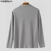 INCERUN Autumn Winter Men Lapel Neck Long Sleeve Casual Texture Rib Pullovers Tops