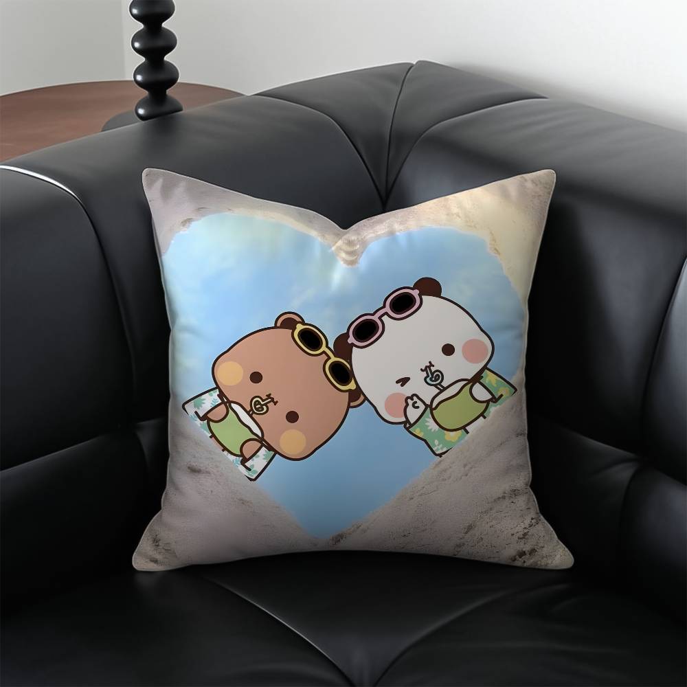 Cartoon Role Bubu Dudu Couple Pillow Case Anti-dustmite Pillowcase Invisible Zipper Silky Short Plush Sofa Cushion Cover
