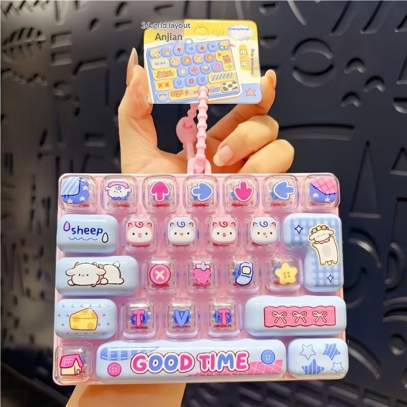 26-Key Stress Relief Keyboard Toy Keychain Nonstop Happiness Cute Creative Student Children Birthday Gift Small Pendant Accessor