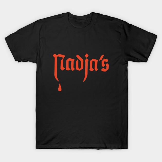 

Men Black Print T-shirt Nadja S (Red Text) No-Cut Transfer Paper Print Cotton Tshirt M чорний