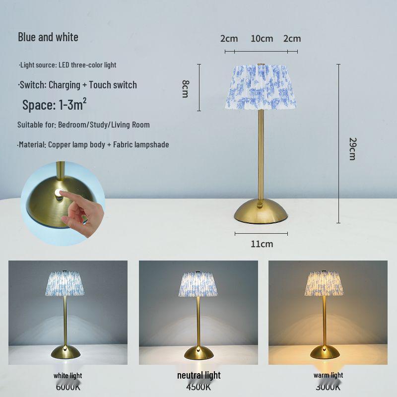 

Touch-Control Pleated Lamp: Eye-Protecting, Rechargeable, Warm, Creative Metal Night Light for Students and Bedrooms Three-color Charging + Touch Stepless Dimming