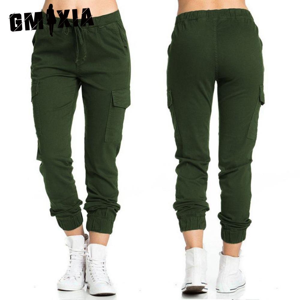 

GMXIA Женские модные повседневные брюки и капри с однотонным принтом S армия зеленый