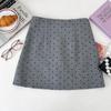 2026 Spring Retro High-Waisted Polka Dot Wool A-Line Skirt - Korean Style, Slimming, Anti-Exposure