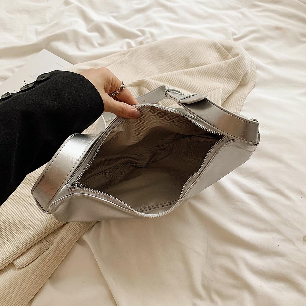 Women Shoulder Bag Adjustable Strap PU Leather Crescent Bag Hobo Bag (Black)