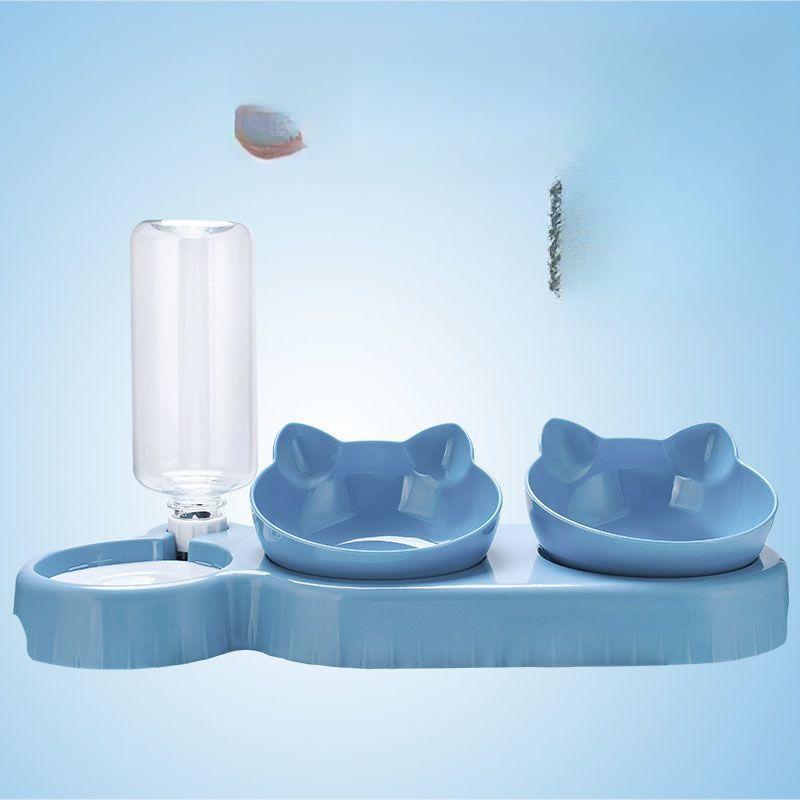 CatBowl Double Bowl Protect Cervical Vertebra Automatic Drinking Water Anti-Tip Food Bowl Dog Bowl Teddy Dog Bowl Rice Bowl Cat Dog Supplies