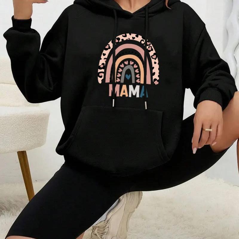 Women s Hooded Sweatshirt, Fleece Interior & Kangaroo Pocket, Cold Nights & Home Relax XXL чёрный