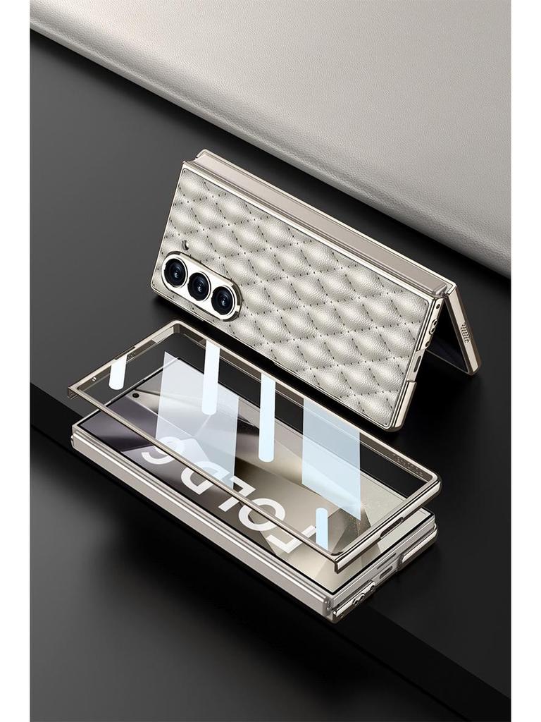 Samsung Z Fold 6 Case - Diamond Lattice, Electroplated Leather, Fragrance-Inspired Design
