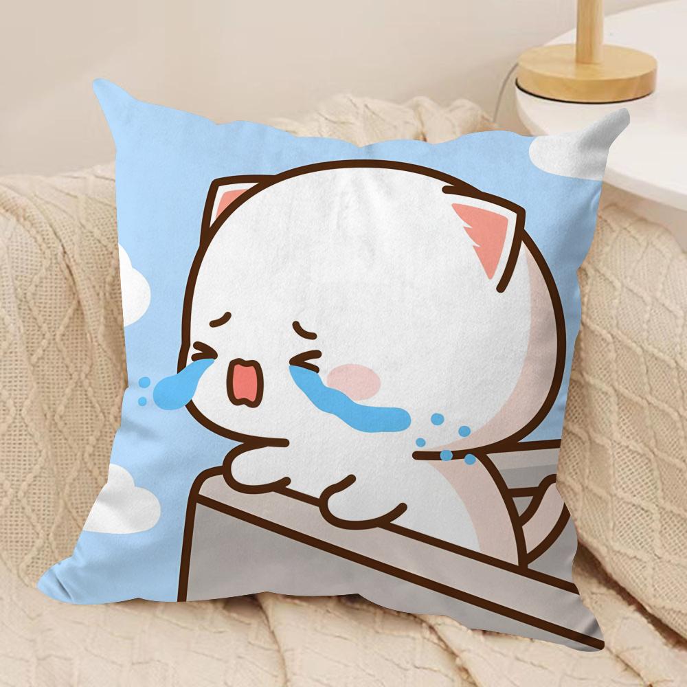 Sweet Cute PPeach Gomas Cushion Cover Silky Short Plush Invisible Zipper Dustproof Sofa Pillow Case For Home Decor