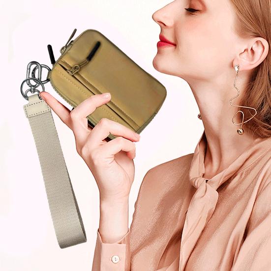 Multifunctional Handbag Wrist Purse with Detachable Lobster Clip Smooth Zipper Closure Lightweight Change Phone